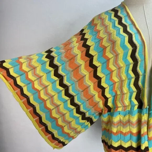 Chelsea & Violet Cute dolman sweater Cardigan Multicolor Chevron sz S - Picture 2 of 5